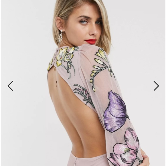 ASOS EDITION maxi dress with cut out back and oversized floral embroidery - Picture 3 of 4